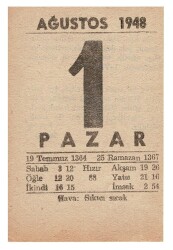 1 Ağustos 1948 Takvim Yaprağı EFM867 - 1