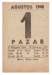 1 Ağustos 1948 Takvim Yaprağı EFM867 - 3