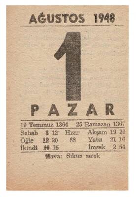 1 Ağustos 1948 Takvim Yaprağı EFM867 - 3