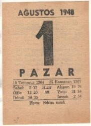 1 Ağustos 1948 Takvim Yaprağı EFM(N)1447 - 2