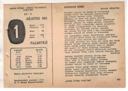 1 Ağustos 1960 Ajans Türk Takvim Yaprağı (Şiirli Saatli) EFM(N) 1679 - 4