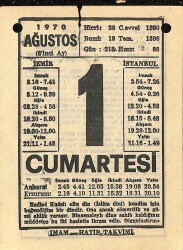 1 Ağustos 1970 Takvim Yaprağı - Doğum Günü Hediyesi EFM(N)9668 - 2