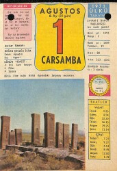 1 Ağustos 1973 Takvim Yaprağı - Doğum Günü Hediyesi EFM(N)9617 - Gökçekoleksiyon