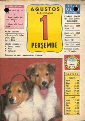 1 Ağustos 1974 Takvim Yaprağı - Doğum Günü Hediyesi EFM(N)9496 - Gökçekoleksiyon