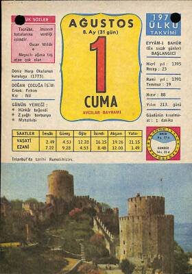 1 Ağustos 1975 Takvim Yaprağı - Doğum Günü Hediyesi EFM(N)9296 - 1