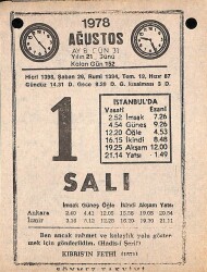 1 Ağustos 1978 Takvim Yaprağı - Doğum Günü Hediyesi EFM(N)9719 - 1