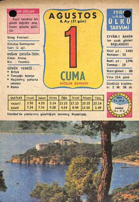 1 Ağustos 1980 Takvim Yaprağı - Doğum Günü Hediyesi EFM(N)9179 - 1