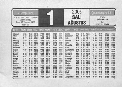 1 Ağustos 2006 Takvim Yaprağı - Doğum Günü Hediyesi EFMN14148 - Gökçekoleksiyon