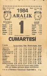 1 Aralık 1984 Takvim Yaprağı - Doğum Günü Hediyesi EFMN14523 - Gökçekoleksiyon