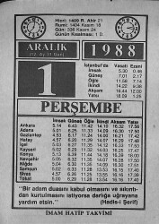 1 Aralık 1988 Takvim Yaprağı - Doğum Günü Hediyesi EFMN14599 - Gökçekoleksiyon