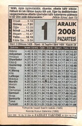 1 Aralık 2008 Takvim Yaprağı - Doğum Günü Hediyesi EFMN15332 - Gökçekoleksiyon