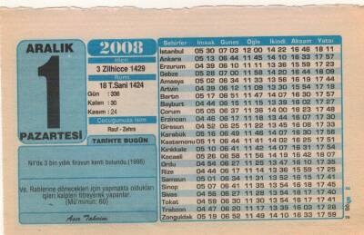 1 Aralık 2008 Takvim Yaprağı EFM(N)4344 - 1