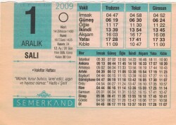 1 Aralık 2009 Takvim Yaprağı EFM(N)4375 - 2
