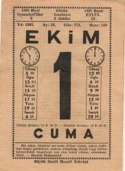 1 Ekim 1965 Takvim Yaprağı EFM(N)3510 - 3