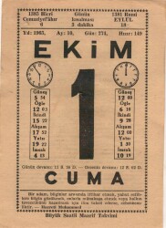 1 Ekim 1965 Takvim Yaprağı EFM(N)3510 - 1