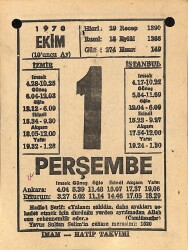 1 Ekim 1970 Takvim Yaprağı - Doğum Günü Hediyesi EFM(N)10530 - 1