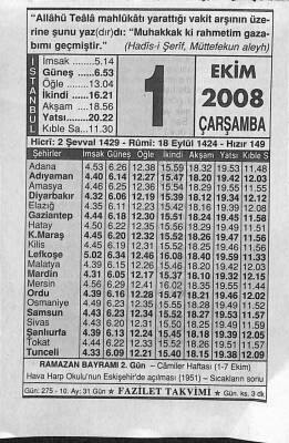 1 Ekim 2008 Takvim Yaprağı - Doğum Günü Hediyesi EFM(N)10643 - 4