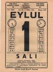 1 Eylül 1964 Takvim Yaprağı EFM(N)3493 - 1