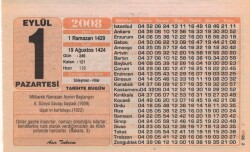 1 Eylül 2008 Takvim Yaprağı EFM(N)2591 - 2