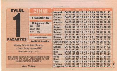 1 Eylül 2008 Takvim Yaprağı EFM(N)2591 - 1