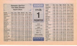 1 Eylül 2008 Takvim Yaprağı EFM(N)2592 - 2