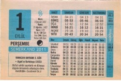 1 Eylül 2011 Takvim Yaprağı EFM(N)1289 - 4