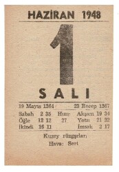 1 Haziran 1948 Takvim Yaprağı EFM887 - 3