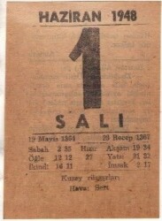 1 Haziran 1948 Takvim Yaprağı EFM(N)1386 - 2