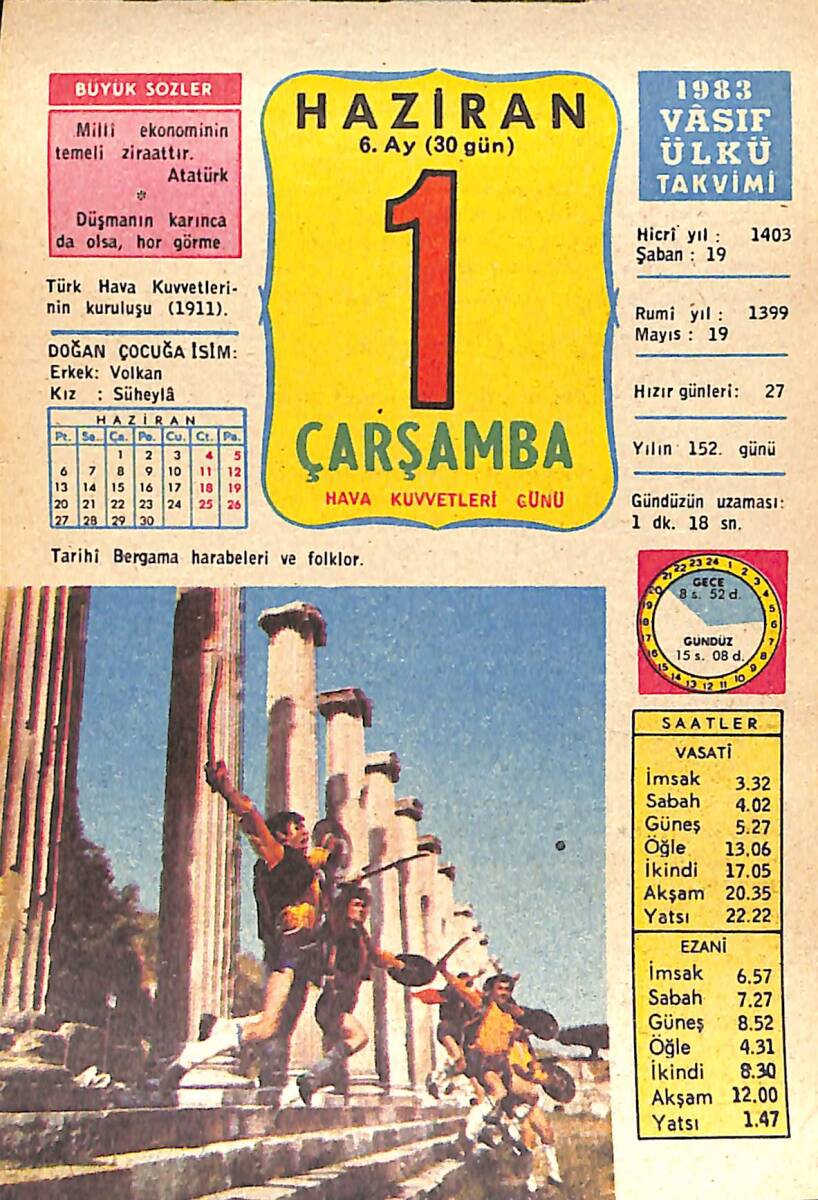 1 Haziran 1983 Takvim Yaprağı - Doğum Günü Hediyesi EFMN15100 - 1