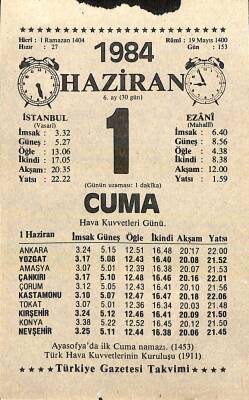 1 Haziran 1984 Takvim Yaprağı - Doğum Günü Hediyesi EFM(N)11454 - 1