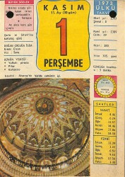 1 Kasım 1973 Takvim Yaprağı - Doğum Günü Hediyesi EFM(N)11746 - Gökçekoleksiyon