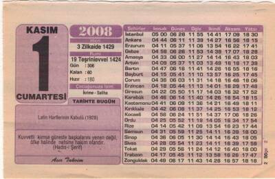 1 Kasım 2008 Takvim Yaprağı EFM(N)3797 - 1