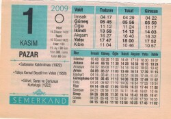 1 Kasım 2009 Takvim Yaprağı EFM(N)3827 - 1