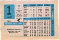 1 Kasım 2011 Takvim Yaprağı EFM(N)1350 - 1