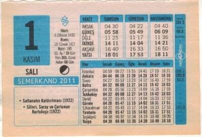 1 Kasım 2011 Takvim Yaprağı EFM(N)1350 - 1
