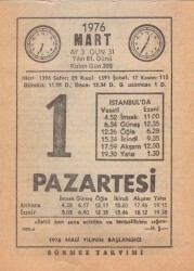 1 Mart 1976 Takvim Yaprağı EFM(N)5942 - Gökçekoleksiyon