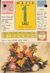 1 Mayıs 1973 Takvim Yaprağı - Doğum Günü Hediyesi EFM(N)9326 - Gökçekoleksiyon