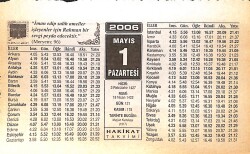 1 Mayıs 2006 Takvim Yaprağı - Doğum Günü Hediyesi EFMN13278 - Gökçekoleksiyon