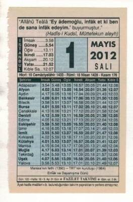 1 Mayıs 2012 Takvim Yaprağı EFM(N)1932 - 1