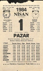1 Nisan 1984 Takvim Yaprağı - Doğum Günü Hediyesi EFM(N)11260 - Gökçekoleksiyon