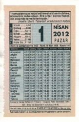 1 Nisan 2012 Takvim Yaprağı EFM(N)1902 - 1