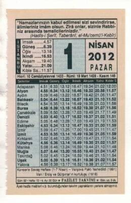 1 Nisan 2012 Takvim Yaprağı EFM(N)1902 - 1