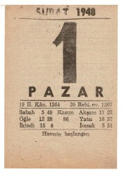 1 Şubat 1948 Takvim Yaprağı EFM925 - 3