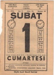1 Şubat 1964 Takvim Yaprağı EFM(N)5711 - 1