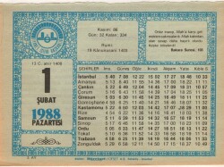 1 Şubat 1988 Takvim Yaprağı EFM(N)5491 - Gökçekoleksiyon