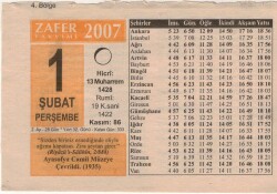 1 Şubat 2007 Takvim Yaprağı EFM(N)5520 - Gökçekoleksiyon