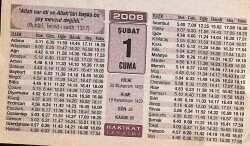 1 Şubat 2008 Takvim Yaprağı - Doğum Günü Hediyesi EFM(N)7495 - Gökçekoleksiyon
