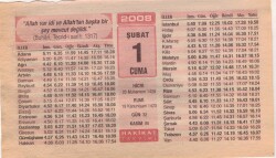 1 Şubat 2008 Takvim Yaprağı EFM(N)5548 - Gökçekoleksiyon