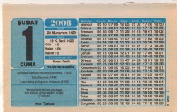 1 Şubat 2008 Takvim Yaprağı EFM(N)5577 - 2