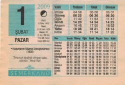1 Şubat 2009 Takvim Yaprağı EFM(N)5606 - Gökçekoleksiyon